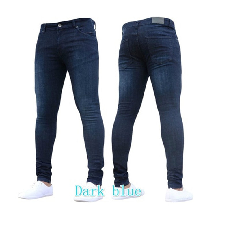 Men Skinny Jeans Solid Color Stretch Pencil Pants Streetwear – LCKER SHOP