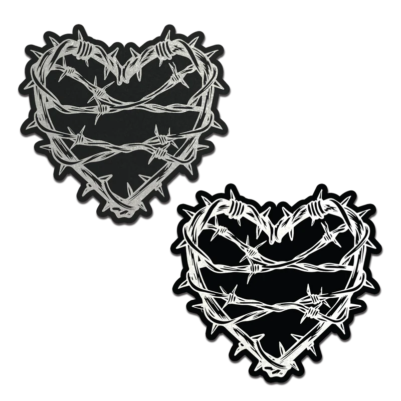 Barbed Wire Heart Pasties Reflective Nipple Covers