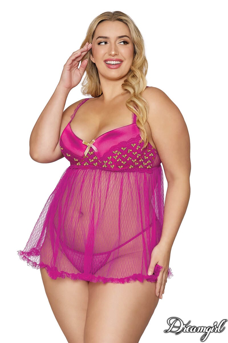 Metallic Heart Babydoll