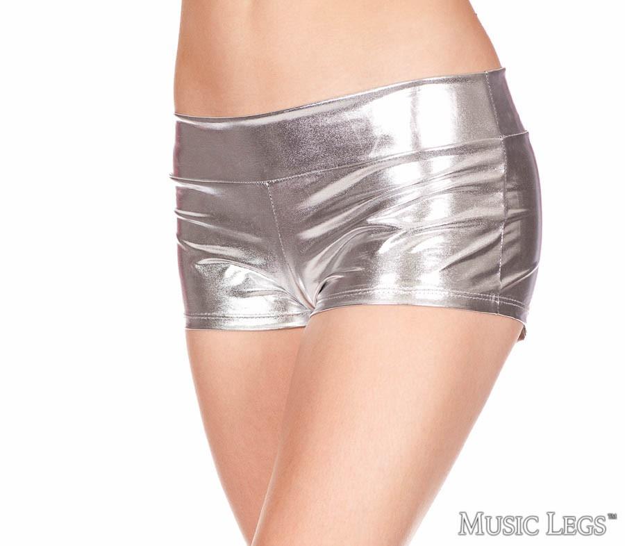 Metallic Booty Shorts with Waist Band