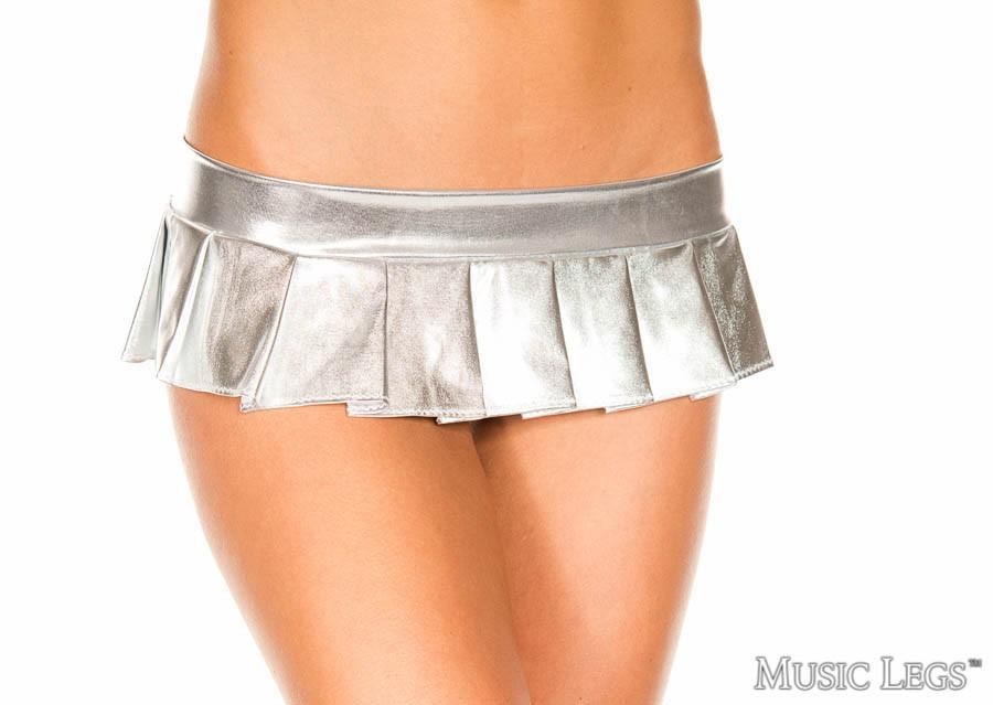 Metallic Pleated Micro Mini Skirt