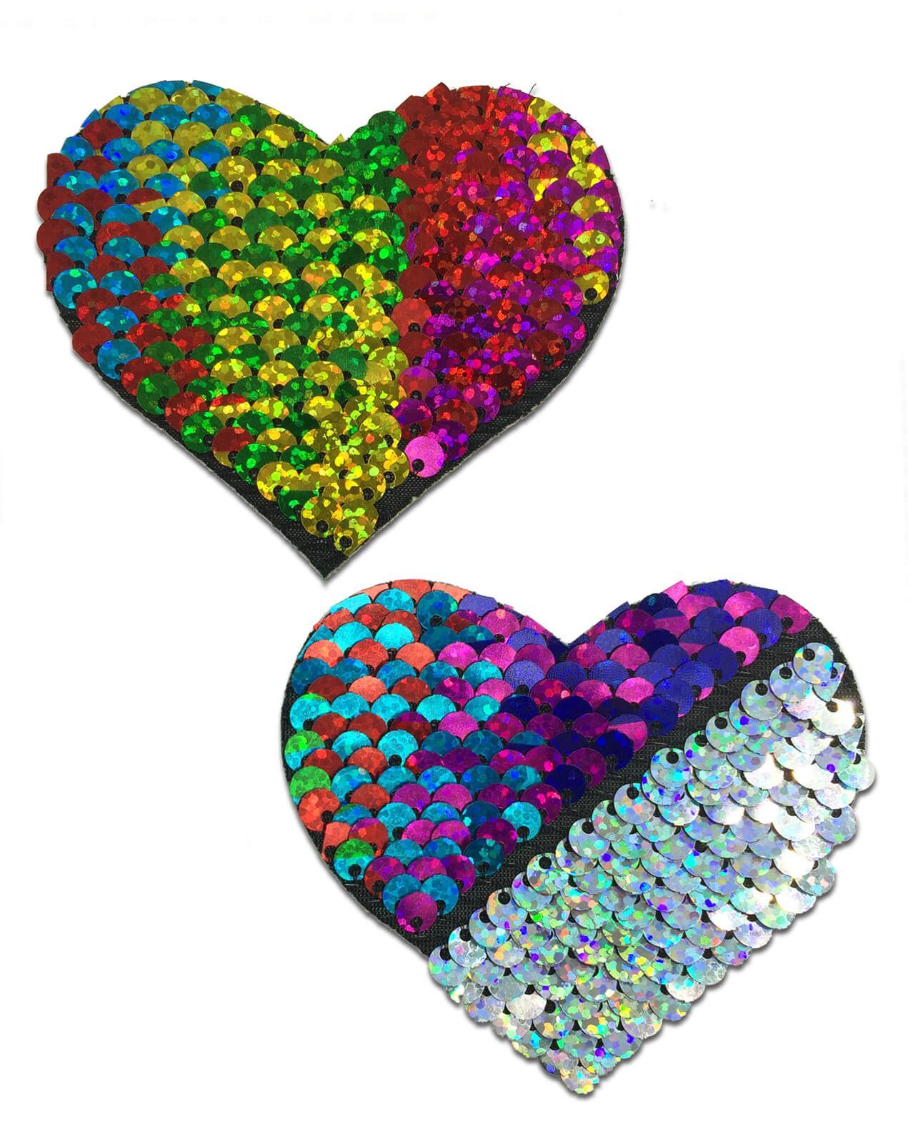 Love: Hot Pink & Matte Pink Color Changing Sequin Heart Nipple Pasties