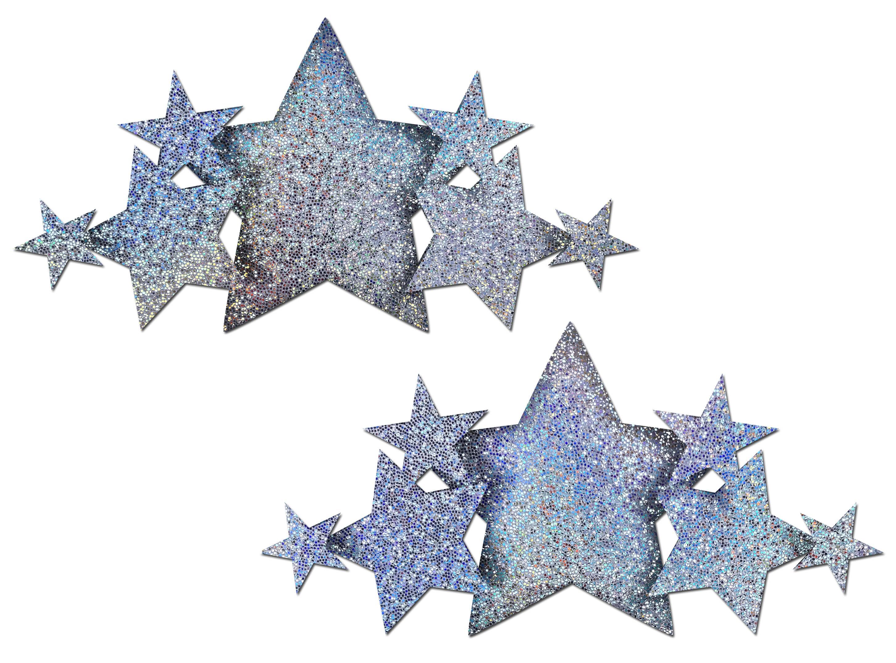 Pastease Demi: Silver Glitter Stars Breast Cover Pasties