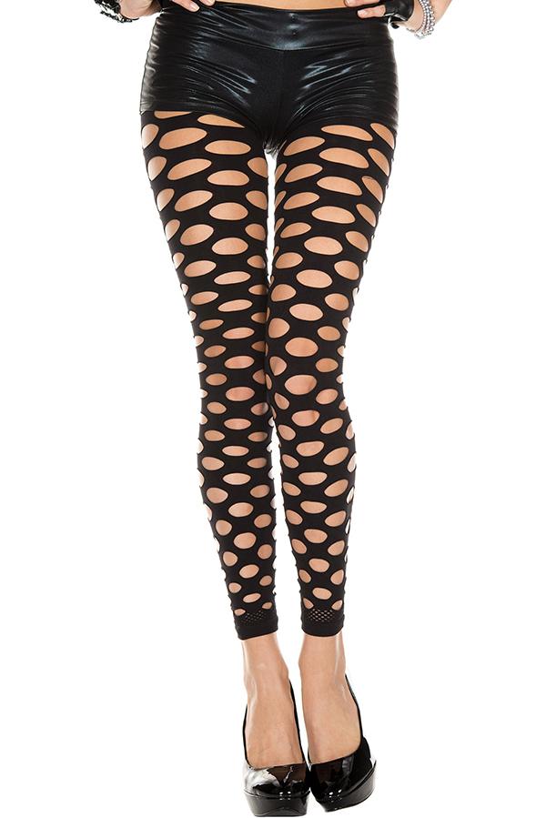 Spandex Ripped Opaque Stirrup Leggings