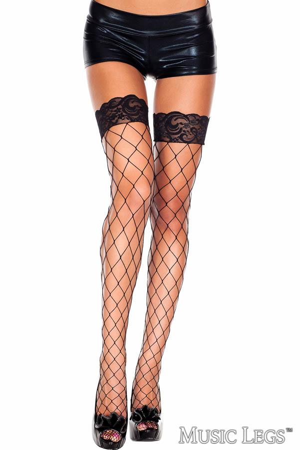 Lace Top Fishnet Thigh Hi