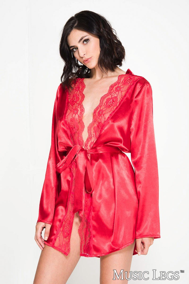 Long Sleeve Satin Robe