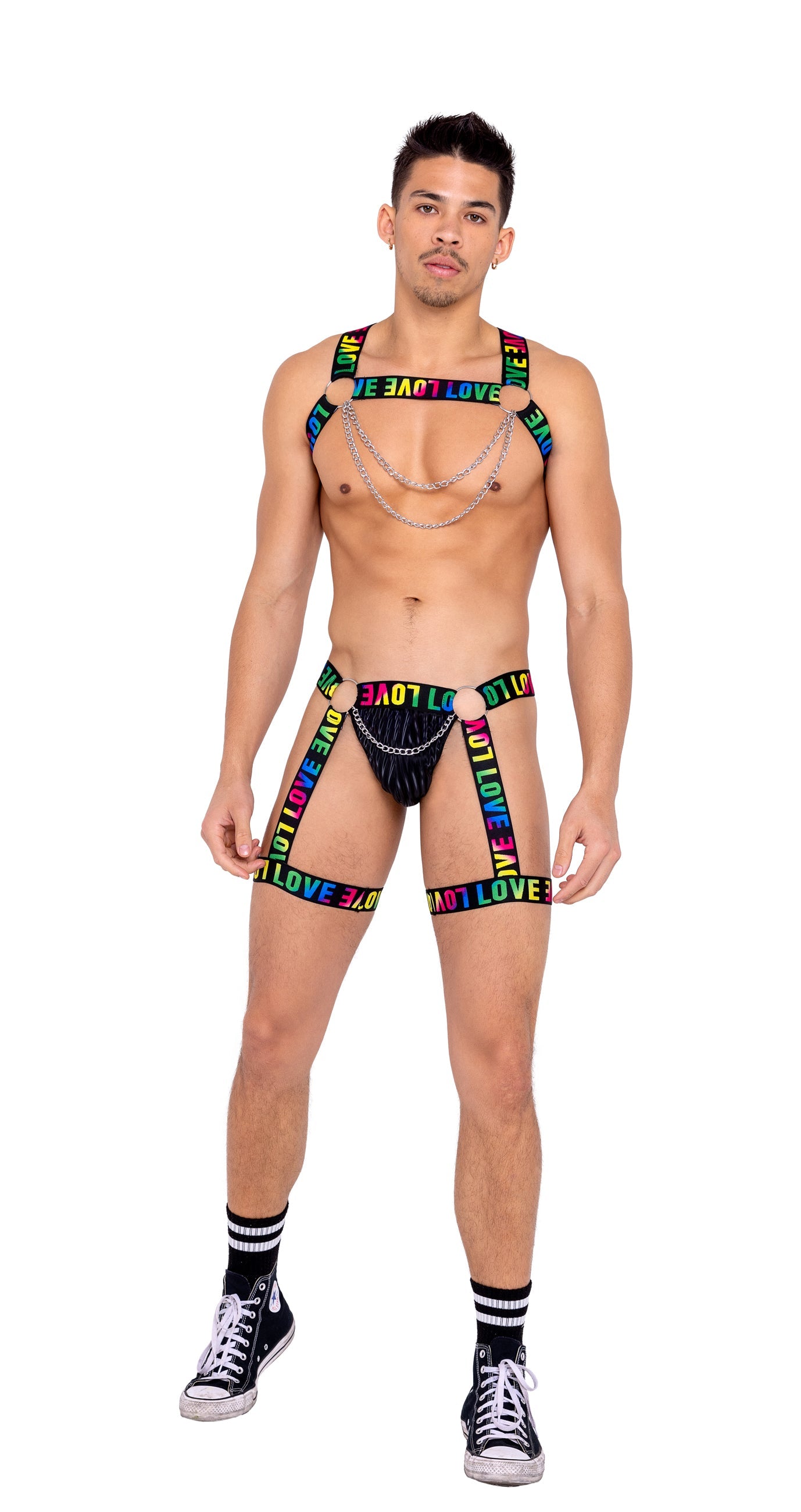 Mens Pride Thong With Garters