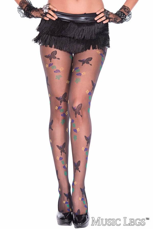 Butterfly Print Pantyhose