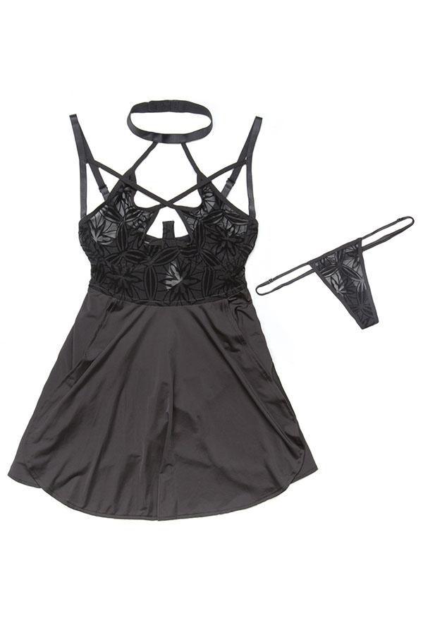 Halter Neck Babydoll Set