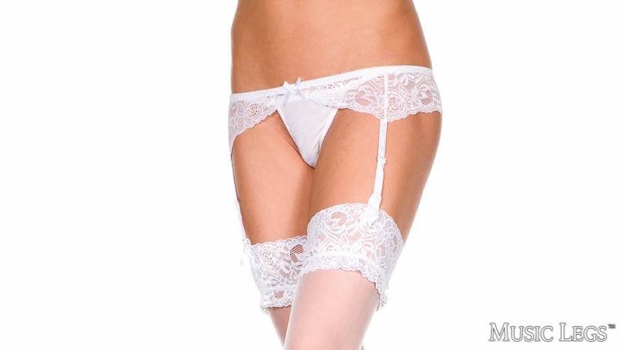 Lace Garterbelt With Sheer Stockings