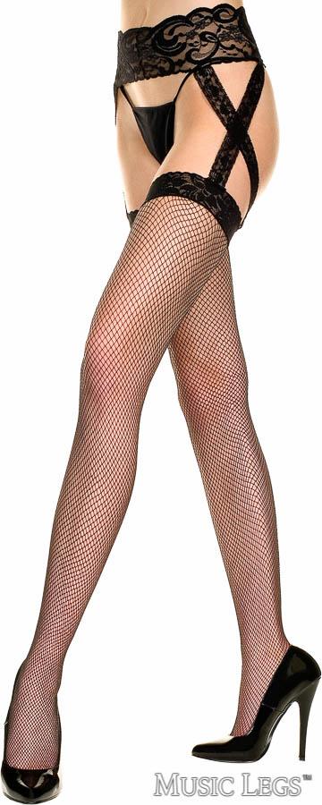 Criss Cross Lace Fishnet Suspender