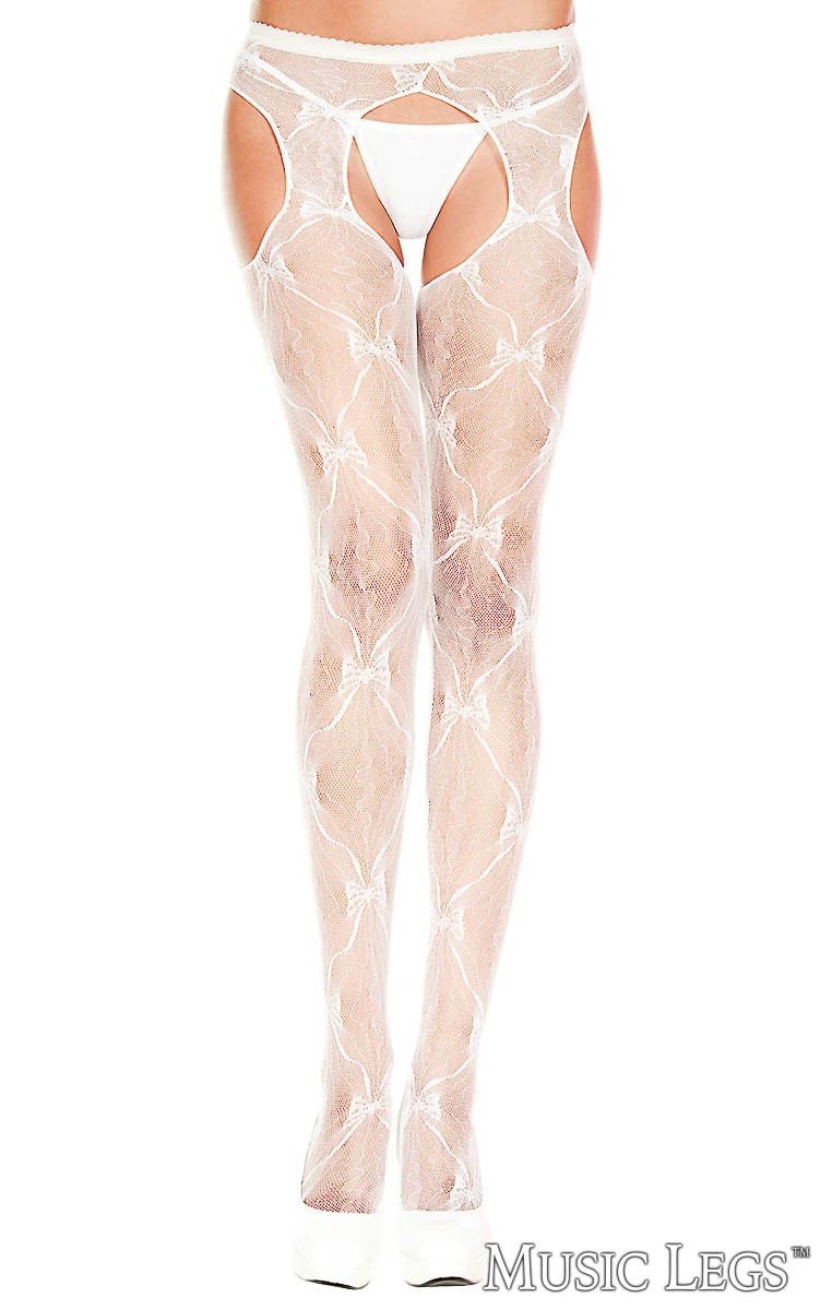 Bow Lace Suspender Pantyhose