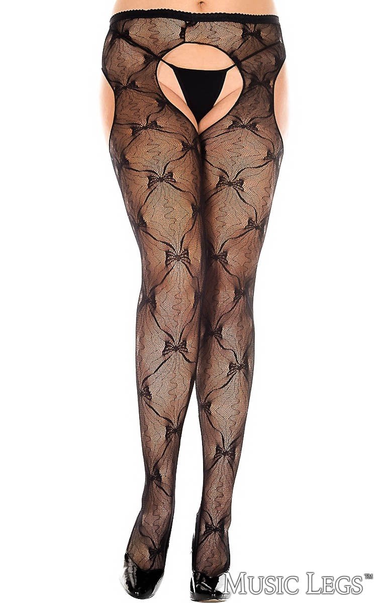 Bow Lace Suspender Pantyhose