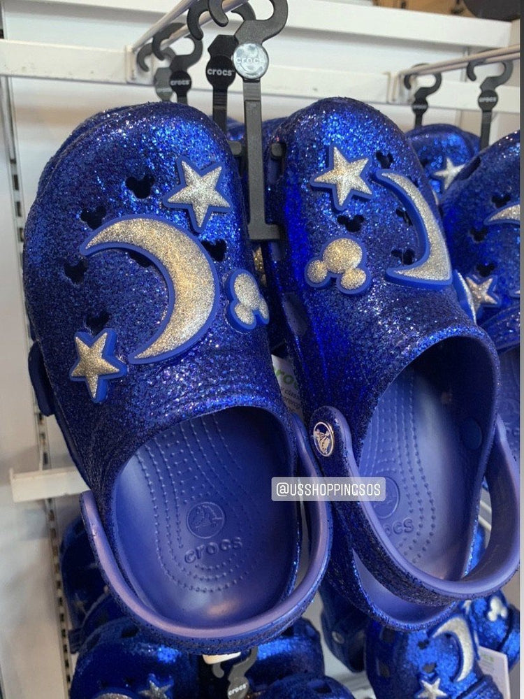 blue sparkly crocs