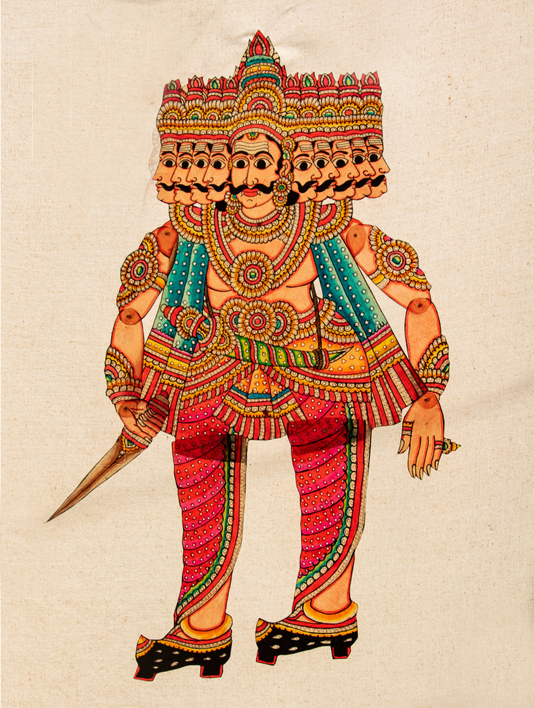 Andhra Leather Painted String Puppet - Raavan