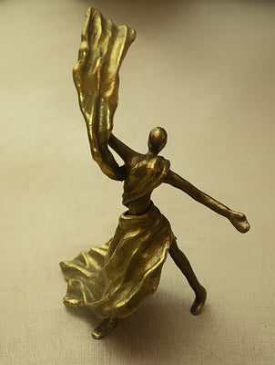 Brass Sculpture - Lady Holding Seashell