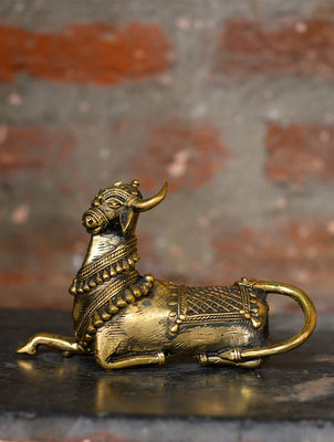 Five-Legged Holy Cow Brass Figurine Made with Dhokra Art (Multicolor, 14  inch) at Rs 8568/piece, Brass Nandi Sculpture in Raipur