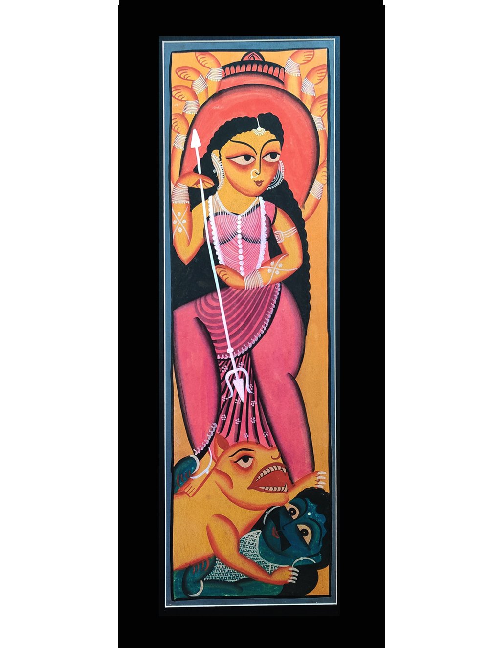 Buy Large Kalighat Art Painting with Mount - Goddess Durga (25