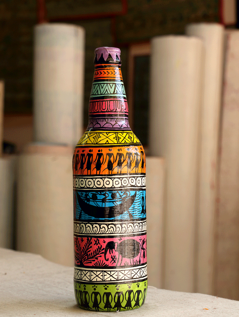 Pattachitra Art Curio - Glass Bottle