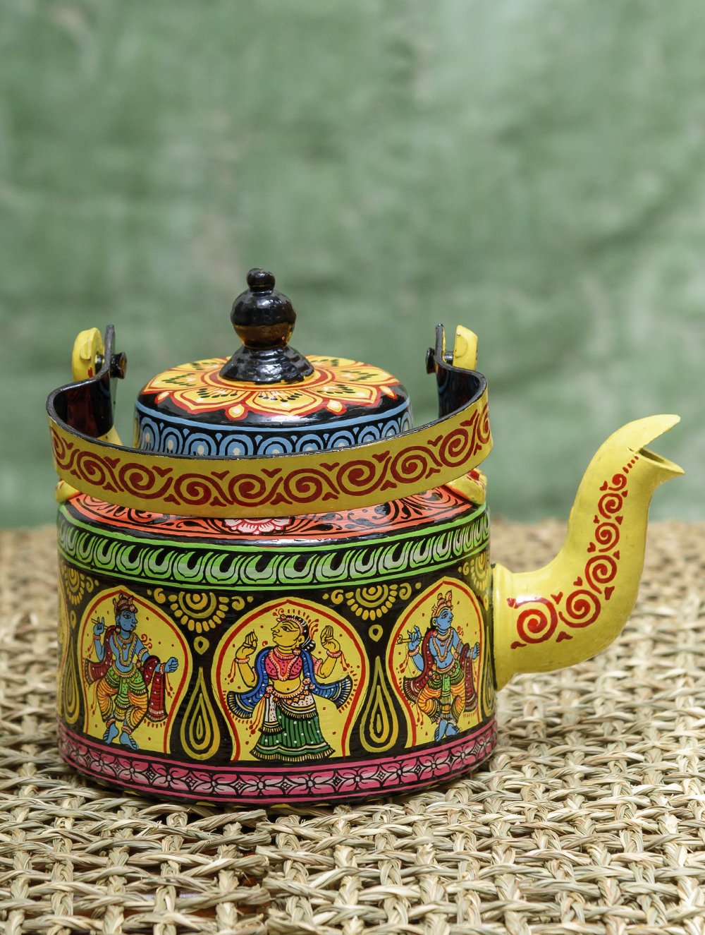 Zeeslak Fervent Pamflet Buy Pattachitra Art Tin Teapot - Radha Krishna Frolic (Small) Online – The  India Craft House