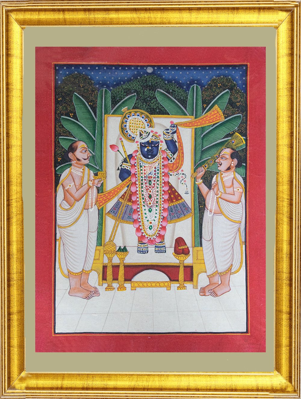 Buy Pichwai Painting  The worship of Shrinathji (Framed) Online