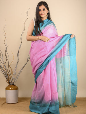 Teal Khadi Cotton Saree