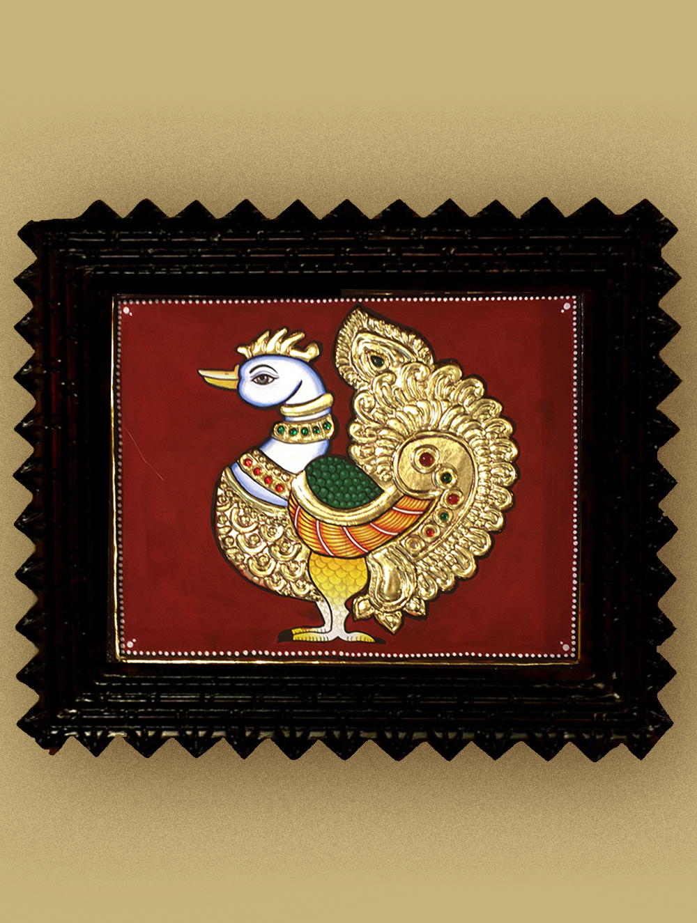 Buy Tanjore Painting In Chettinad Frame-Peacock Online