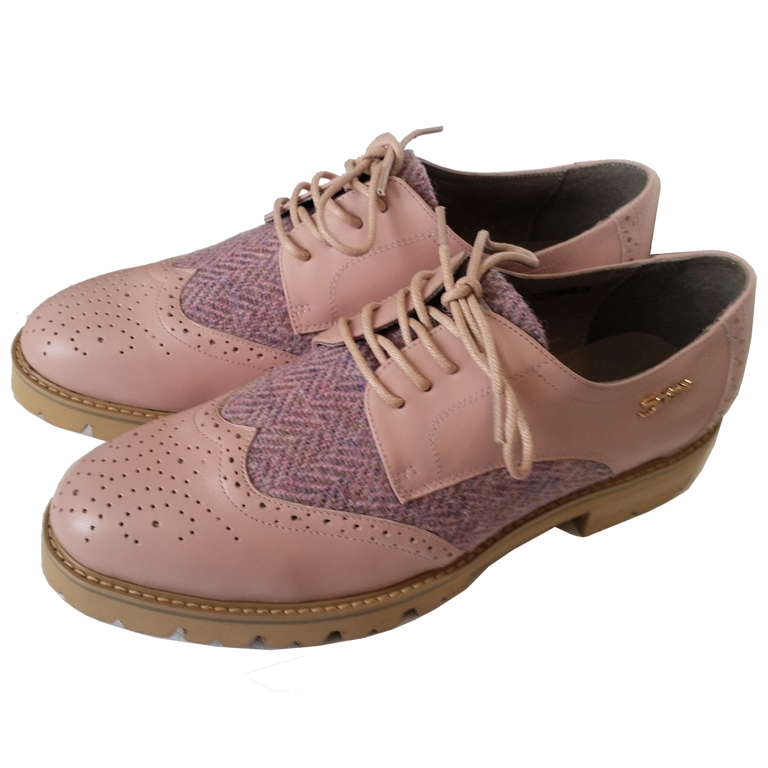 Ladies Brogues with Harris Tweed (Pink) – Lewis Turrell's House of ...