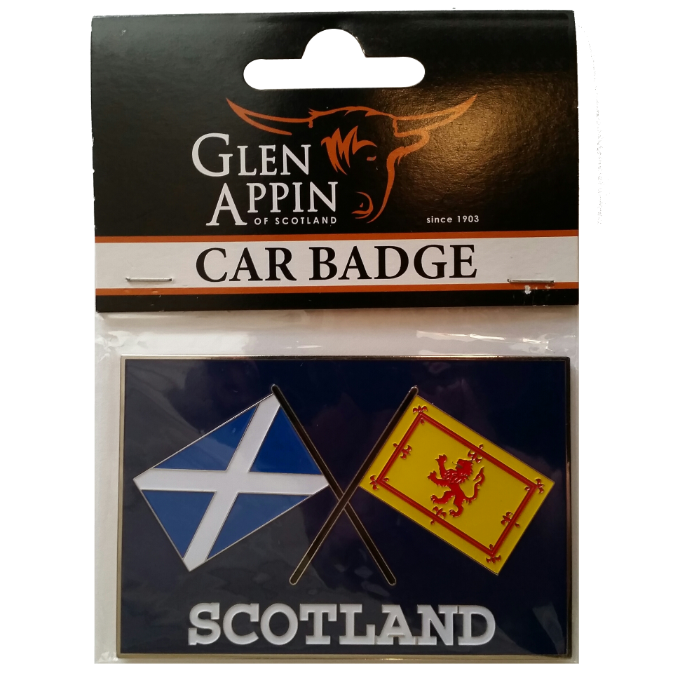 Crossed Flags Scotland Car Badge – Lewis Turrell's House of Scotland Ltd