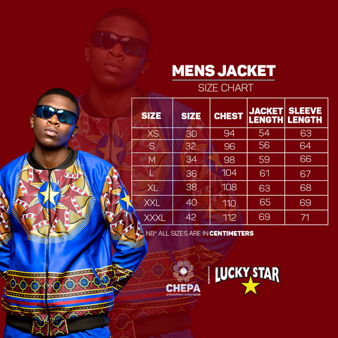 Chepa x Lucky Star Jacket Size Chart