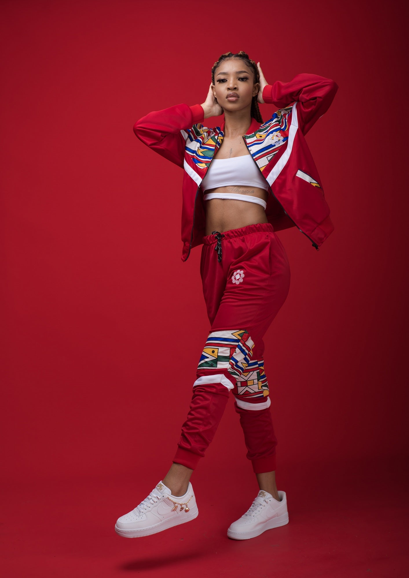 red tracksuit set womens