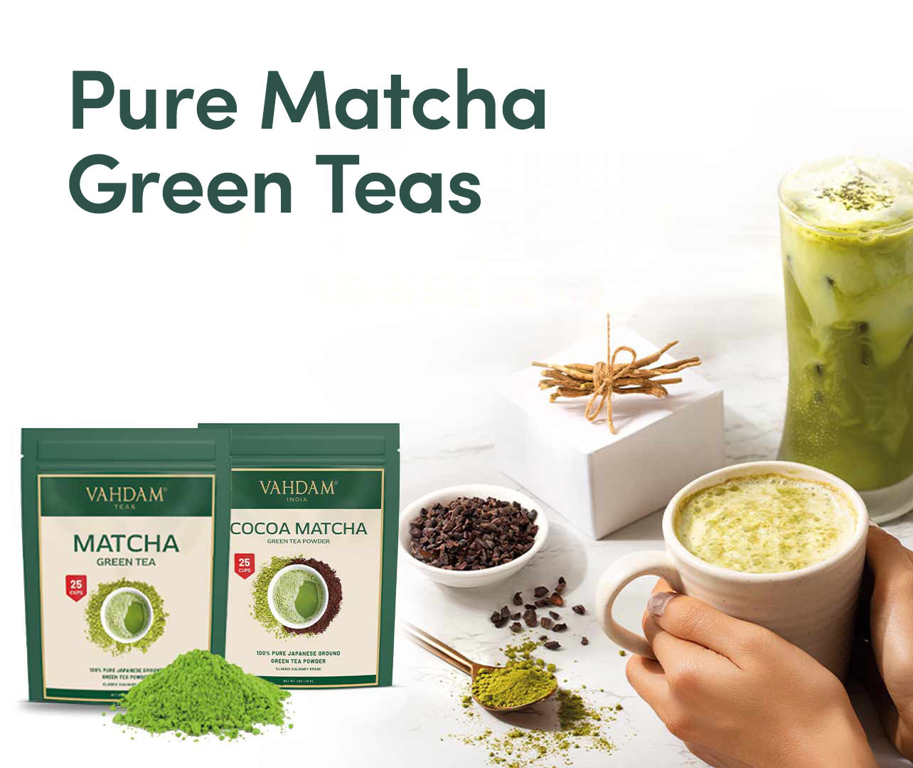  VAHDAM, Vanilla Matcha Green Tea Powder - 1.76oz (25 Cups), Japanese Matcha Powder With Pure Vanilla