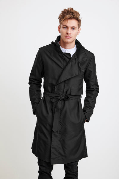 ZIPPER TRENCH COAT - black raincoat for men – theraincoat.com