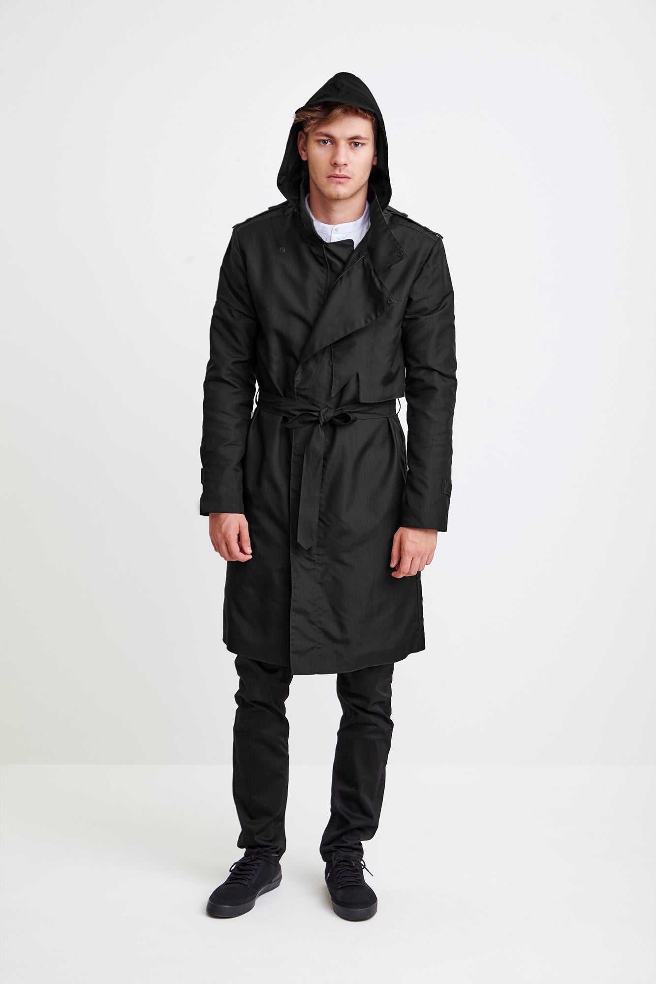 ZIPPER TRENCH COAT - black raincoat for men – theraincoat.com