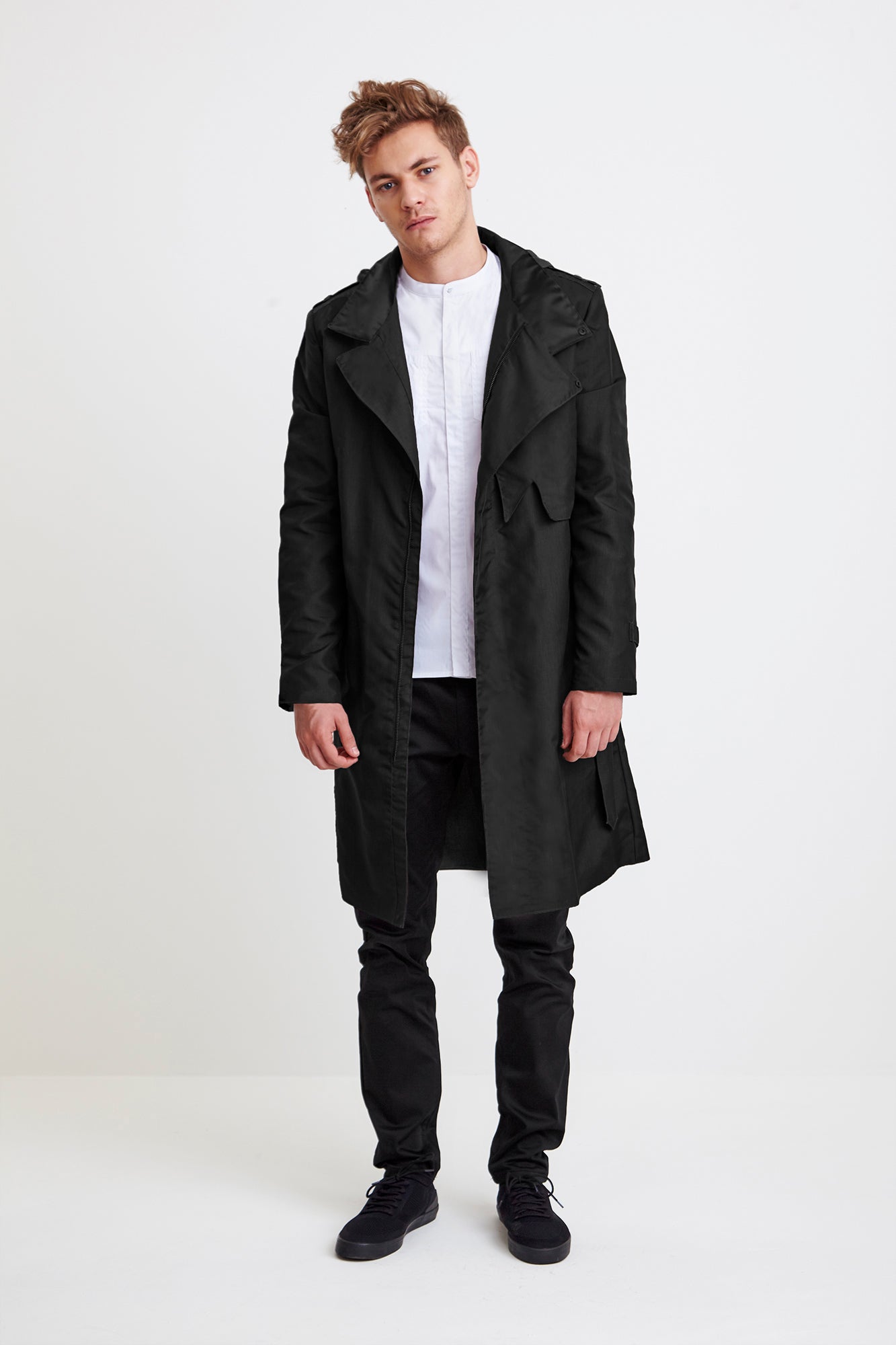 ZIPPER TRENCH COAT - black raincoat for men – theraincoat.com