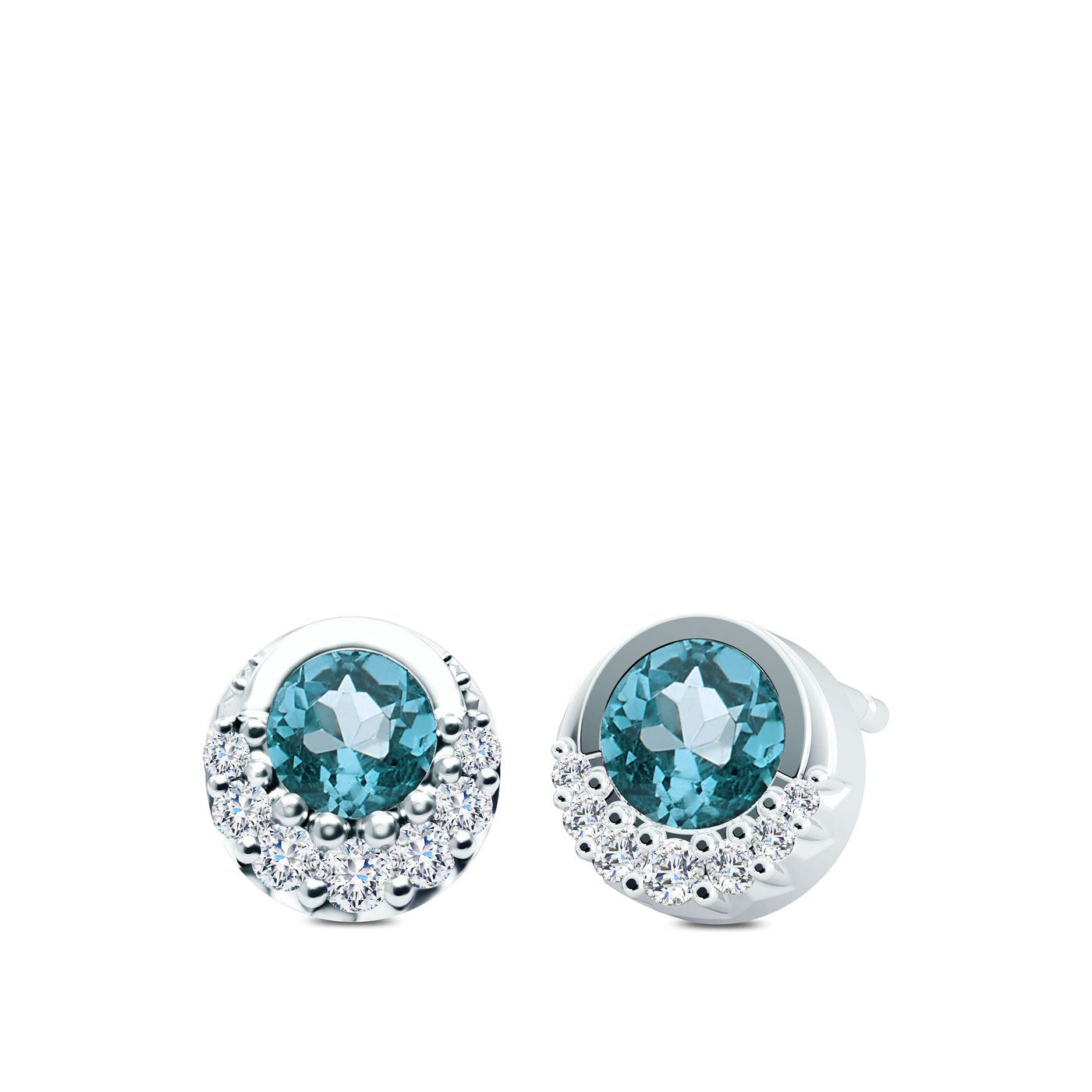 Perrywinkle's Easton Diamond and Aquamarine Crescent Halo Earrings In ...