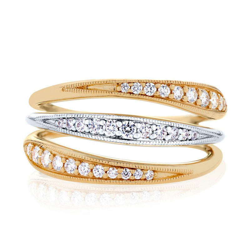 Perrywinkle's Pas De Trois Diamond Two-Tone Triple Band Ring In 14k Go ...