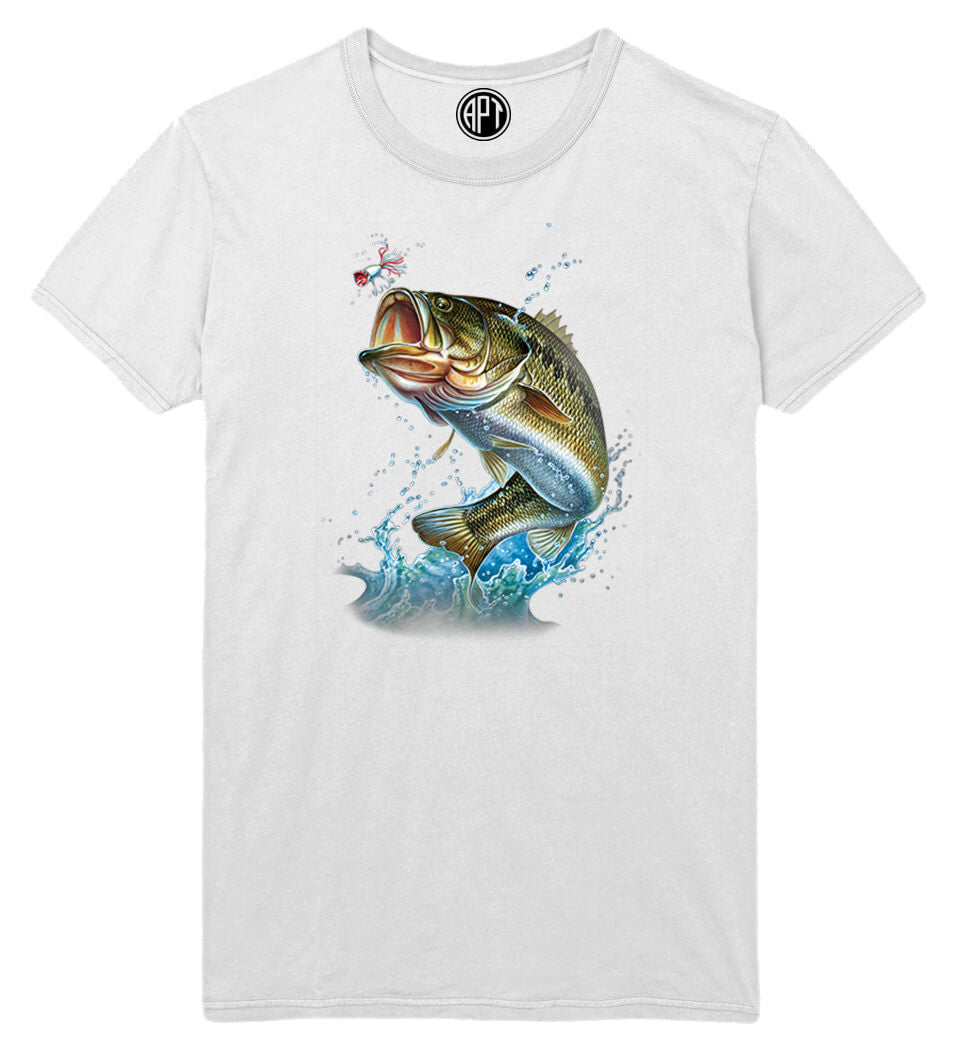Fishing Action Bass Adult Short Sleeve T-Shirt-Tan-XL 