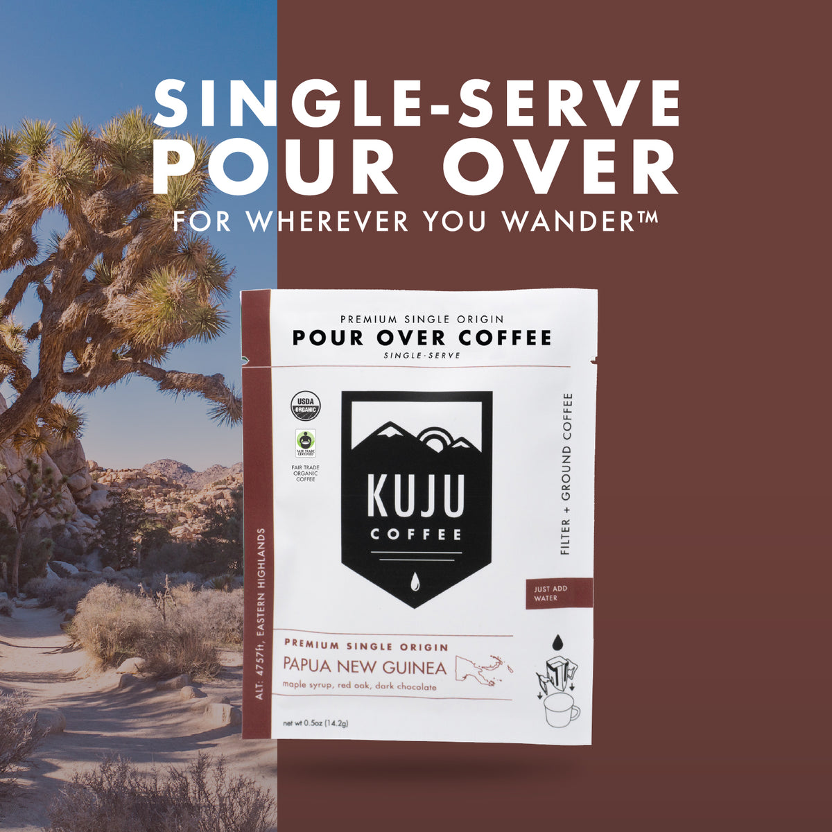 Single-Serve Pour Over Coffee | Organic | Papua New Guinea, Eastern Highlands