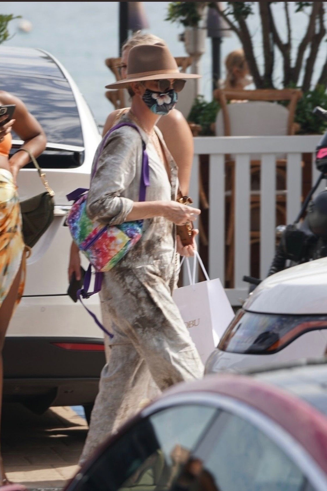 Charlize Theron Wears the Hand Tie Dye Seeker Hemp Jumpsuit shopping in LA