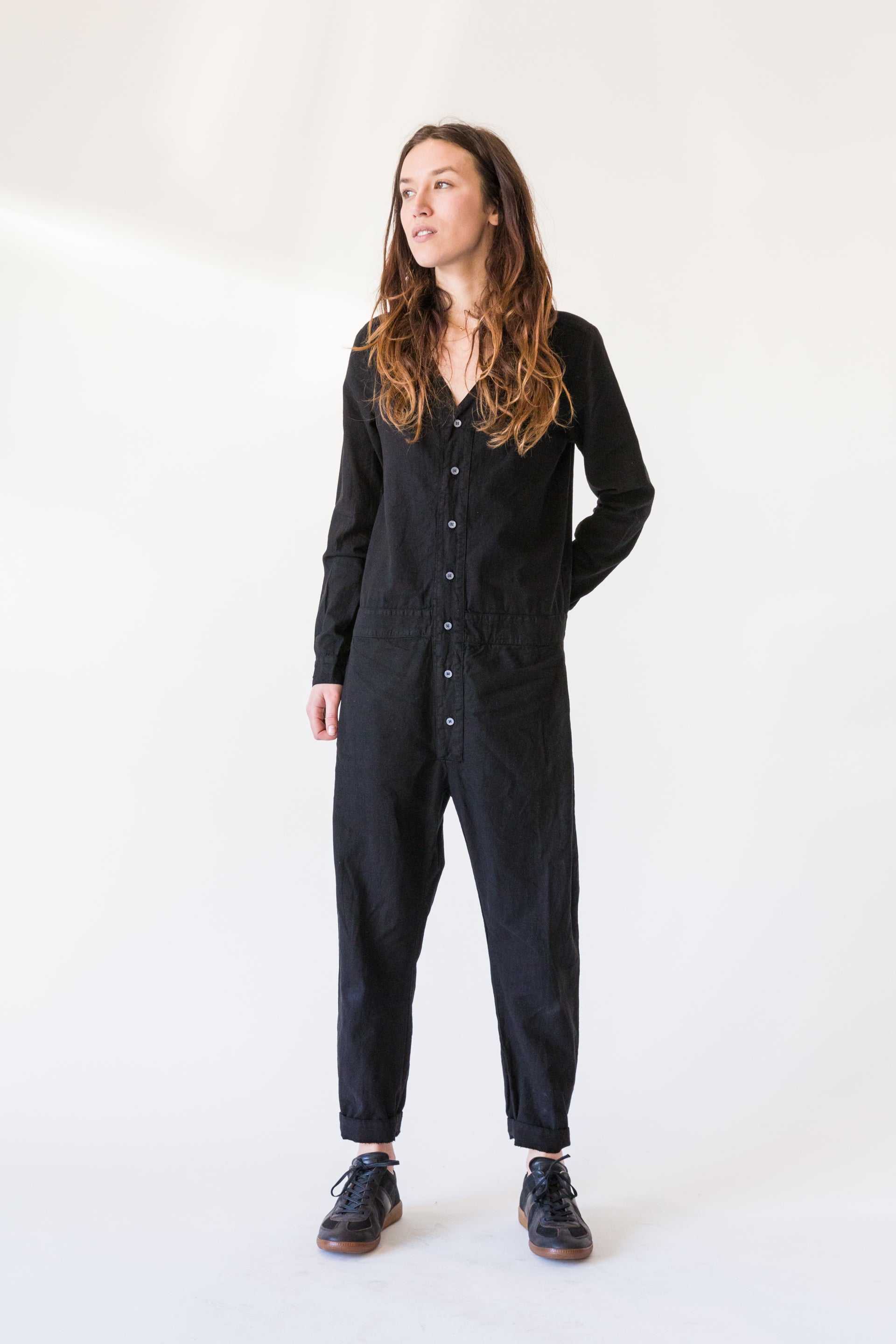 THE SHISHIKUI black denim jumpsuit - サロペット・オーバーオール 