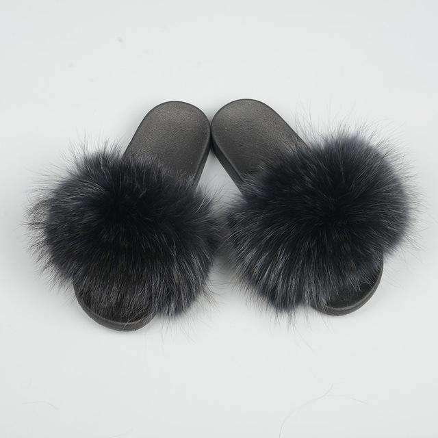 racoon fur slides