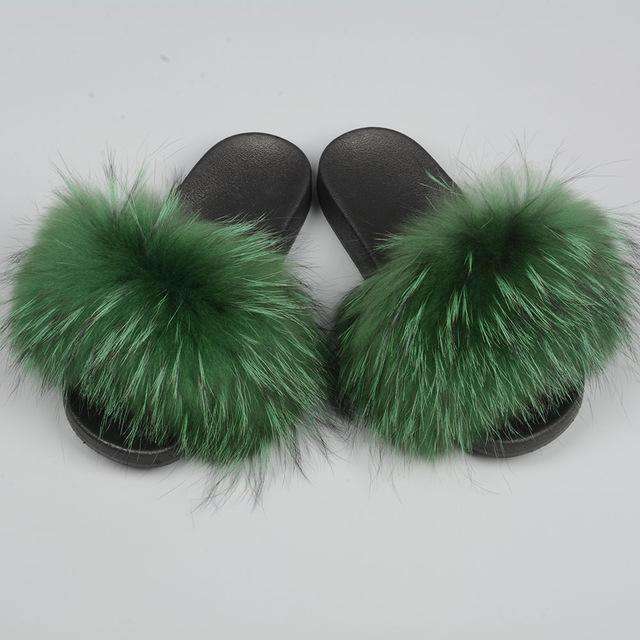 racoon fur slides