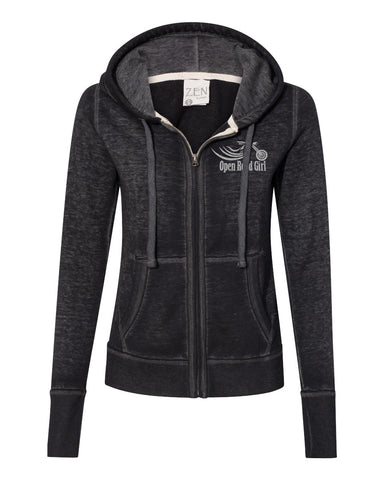 Sparkly GLITTER Open Road Girl Fleece Raglan Black Burnout Hoodie, 3 C