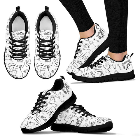 Black and White Scatter Tennis Shoe with Black Soles, 2 COLORS