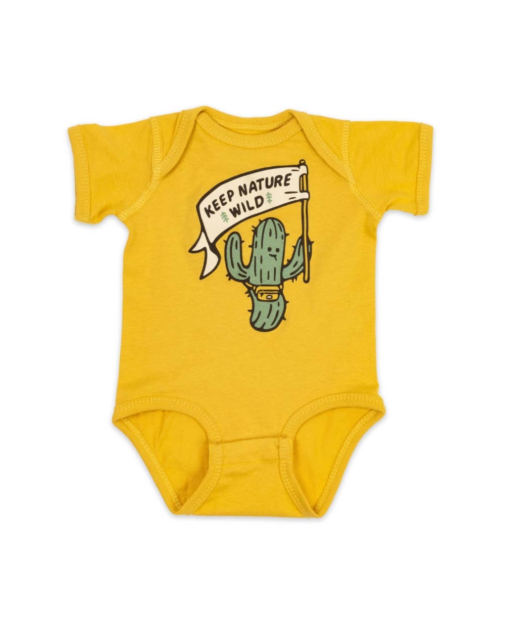 Mustard Yellow Happy Camper Saguaro Cactus Onesie