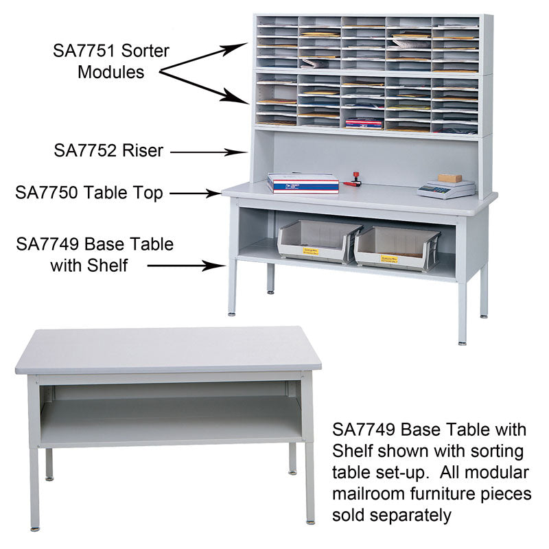 EZ Sort Sorting Table with Shelf Gray Ultimate Office