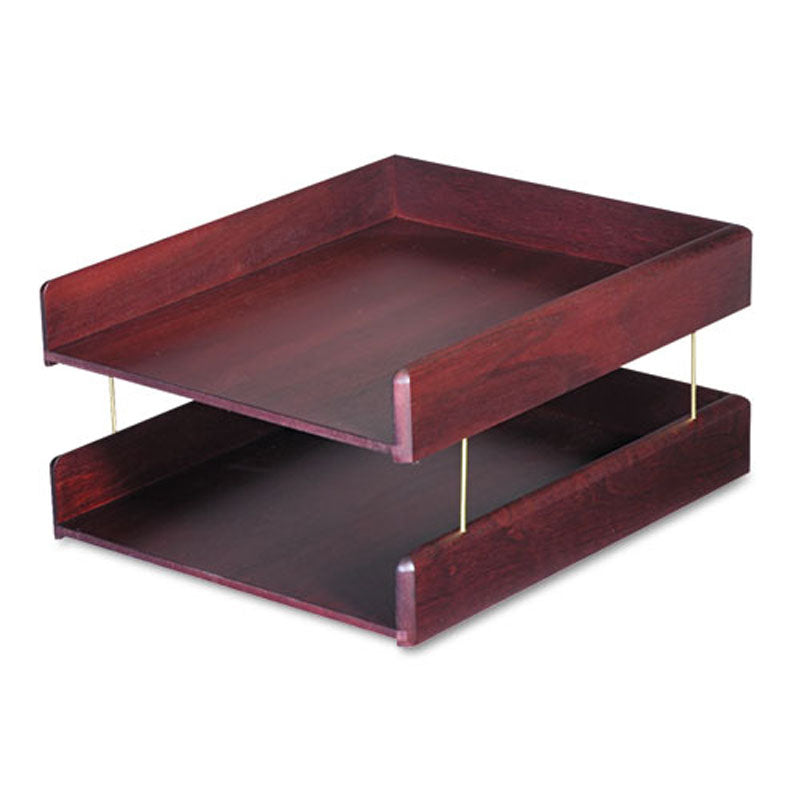 Hardwood Double Desk Trays Letter Mahogany Ultimate Office