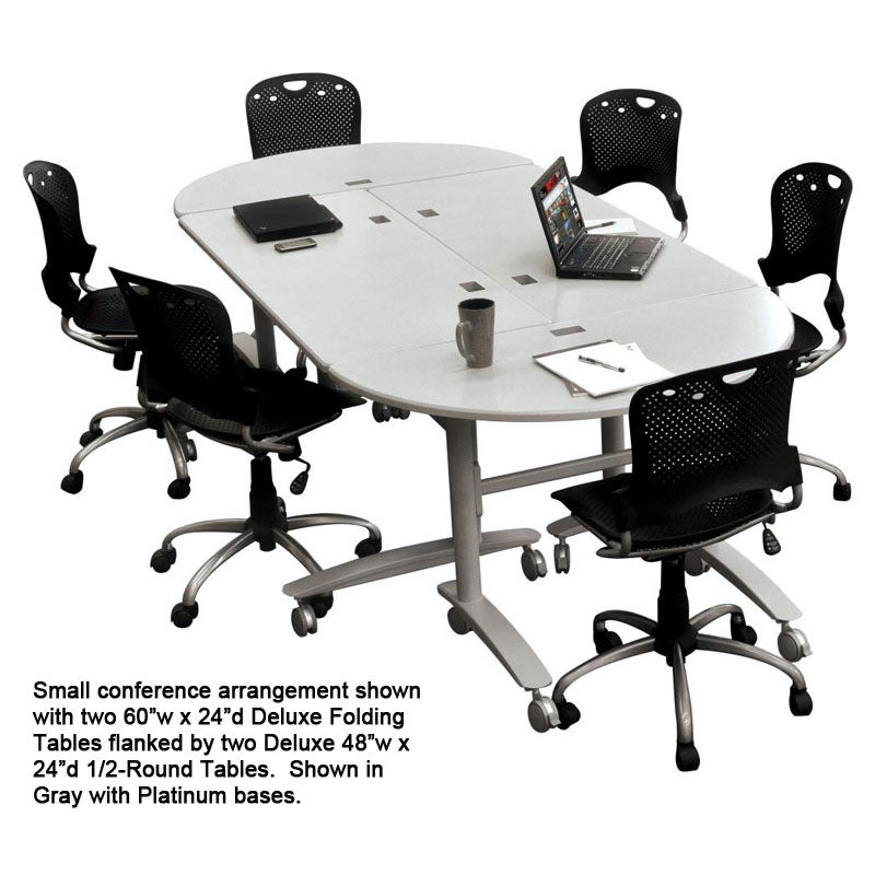 Deluxe Folding Conference Table, Black w/ Cherry ...