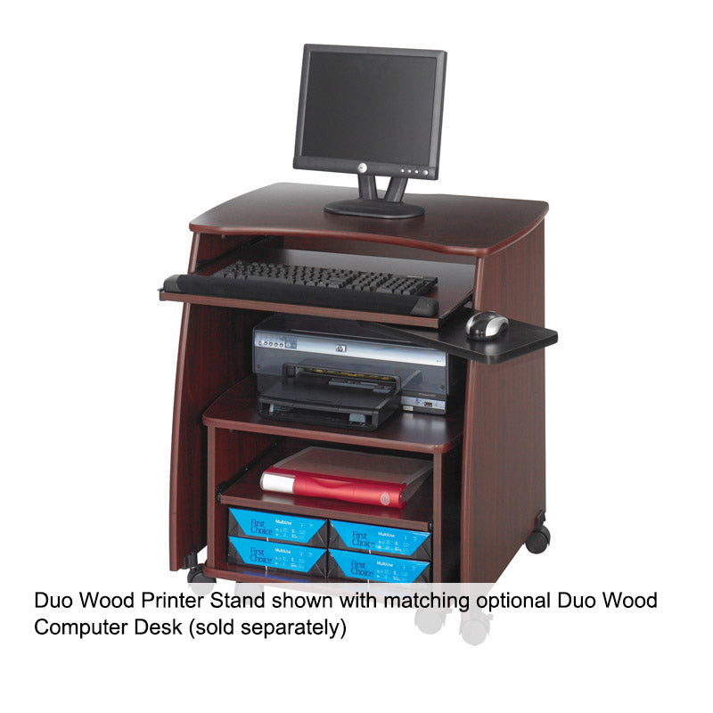 Duo Wood Mobile Printer Stand Mahogany Ultimate Office